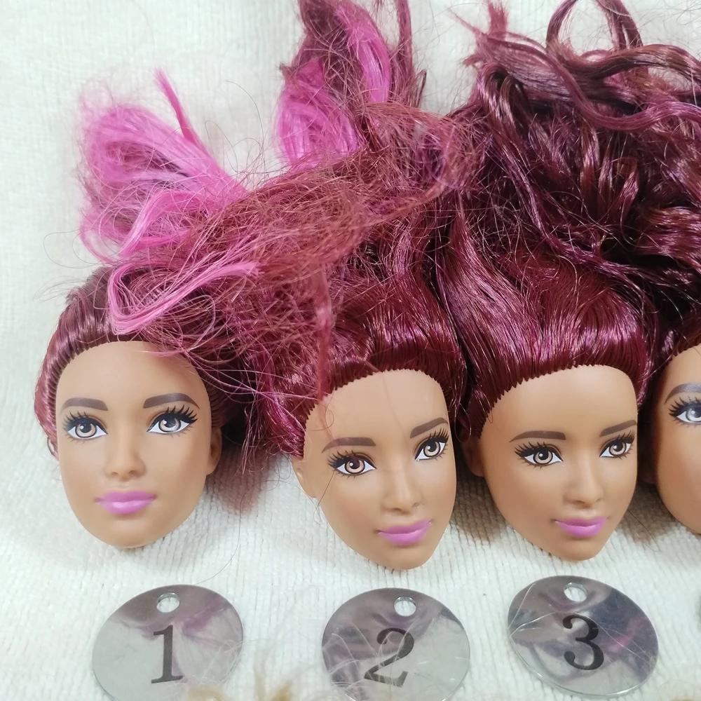 B11-2 Original Foreign Trade West Asia Dimples Beauty 1/6 OOAK NUDE Doll Head Mussed MIXED Hair for DIY B