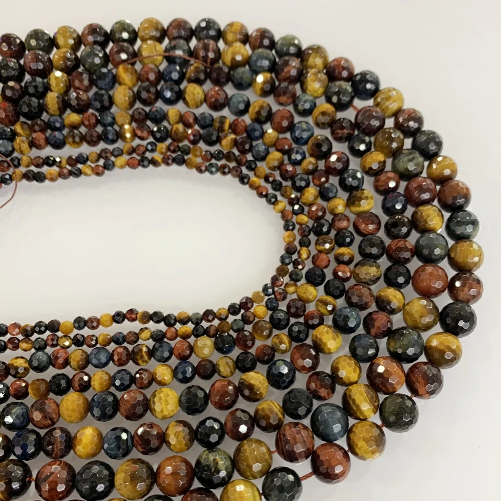 

Natural 4 - 12mm Gem Stone Faceted Yellow Tiger Eye Loose Spacer DIY Jewelry Making Beads Women Bracelet Necklace Earring