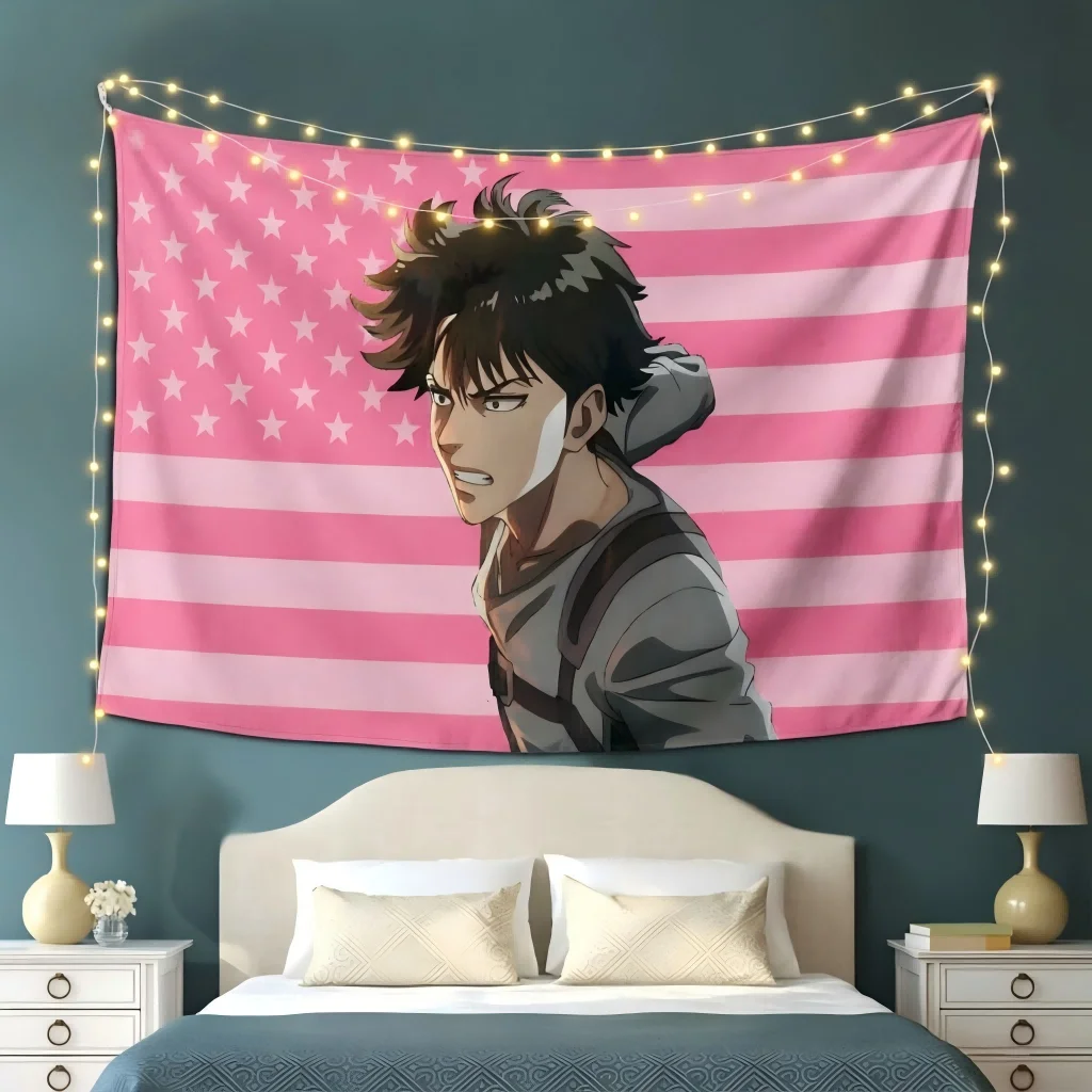 1pc Pink American Flag Design Wall Tapestry Home Bedroom Garage Trendy Dorm Bedroom Living Room Decoration Items