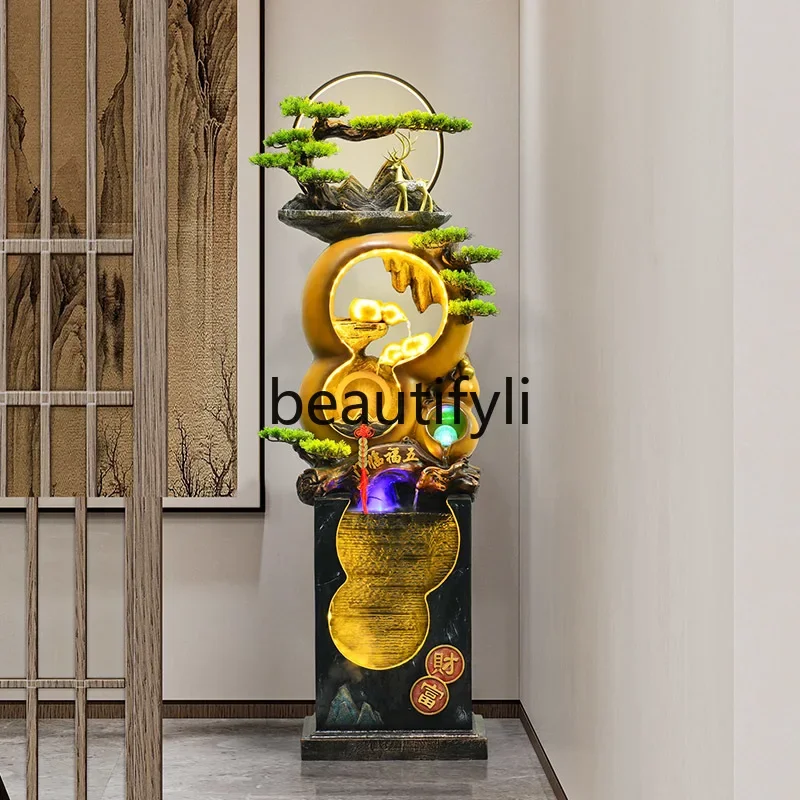 

x11Opening gourd flowing water rockery fountain office living room floor home decoration living room water curtain wall