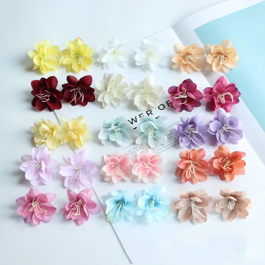 

5cm Hight Quality Silk Ｍagnolia Artificial Flower Head For Wedding Bouquet Wreath Hat DIY Garland Decorative Floristry Flowers