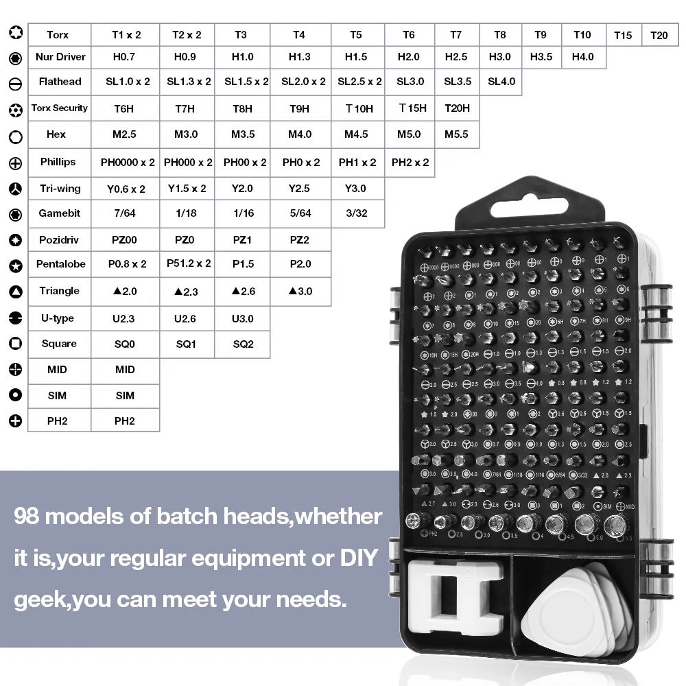 115-in-1 Chrome Vanadium Steel Screwdriver Set Multifunctional Magnetic DIY Precision Tool Kit Mobile Phones/Laptops Repair Tool