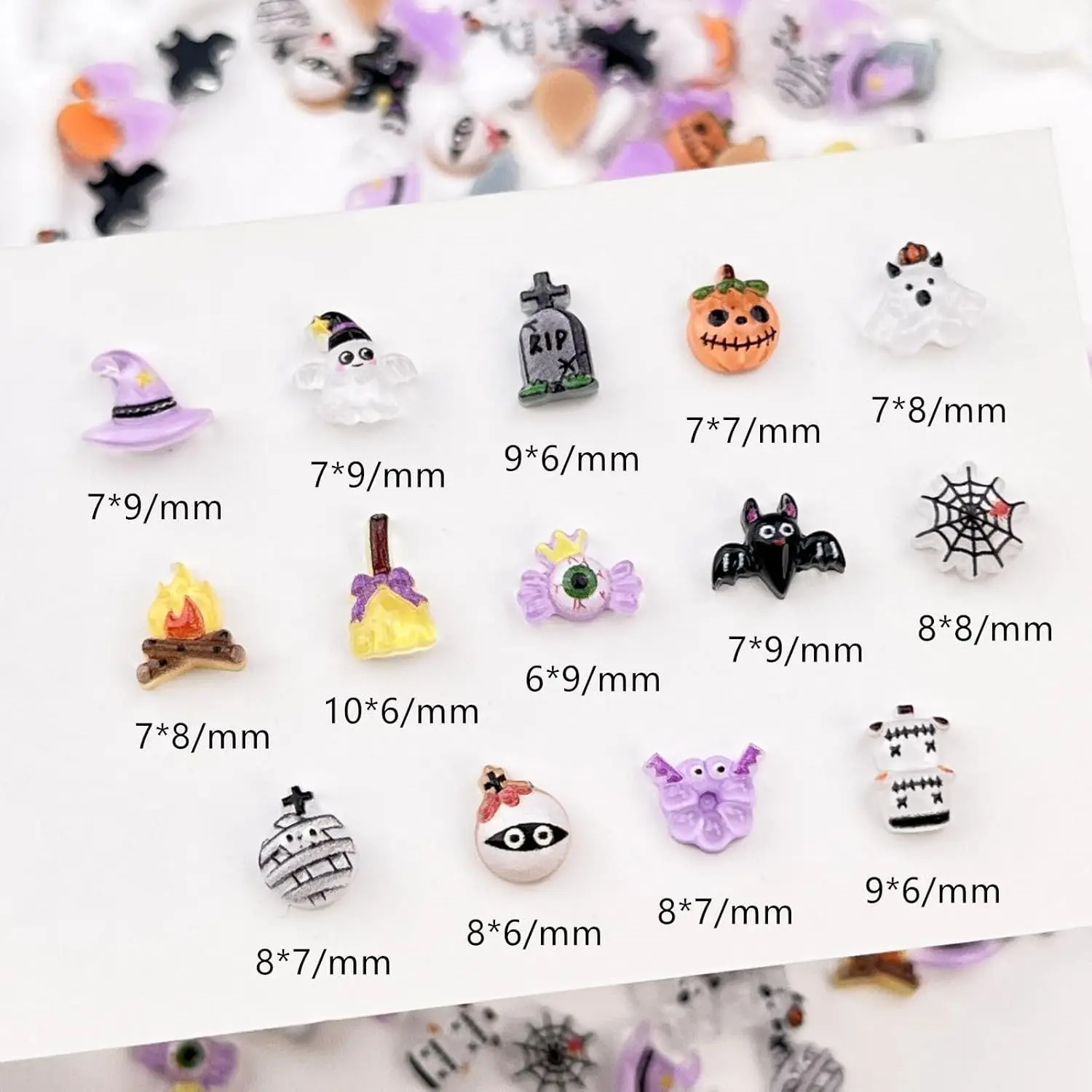 50pcs Mix Halloween Nail Art Charms Chrismas 3D Resin Pumpkins Nail Decoration for Manicure DIY Spooky Nail Accessories Parts