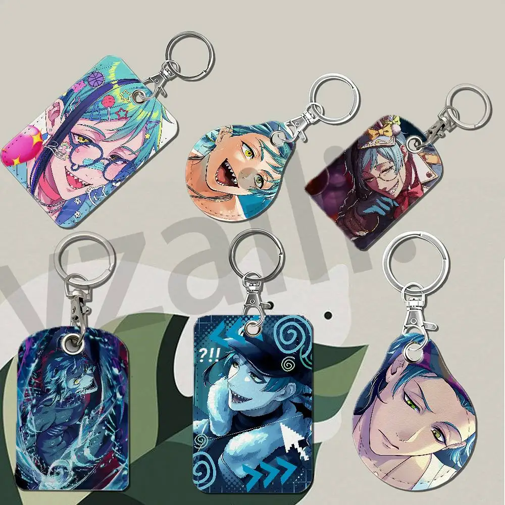 T-Twisted Wonderland Floyd Leech Protective Printed Leather Card Case Metal Keychain Accessory