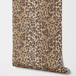 Leopard Wallpaper Peel and Stick,Dark Modern Decorative Wall Decals For Living Room Decorations,Tradition Or Self-adhesive Paper