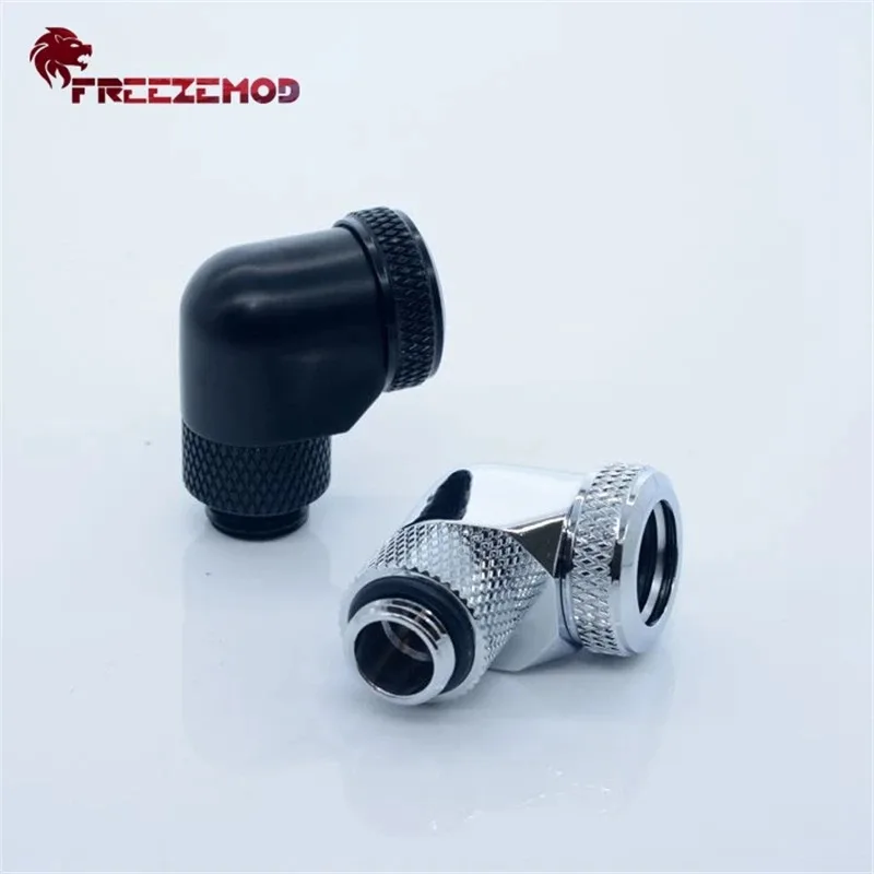 FREEZEMOD YGKN-L90 Filettatura in ottone Adattatore per raccordo rotante da 90 gradi 360 Tubo rigido da 14 mm G1/4 Raccordo per dispositivo di raffreddamento dell'acqua per PC per computer.