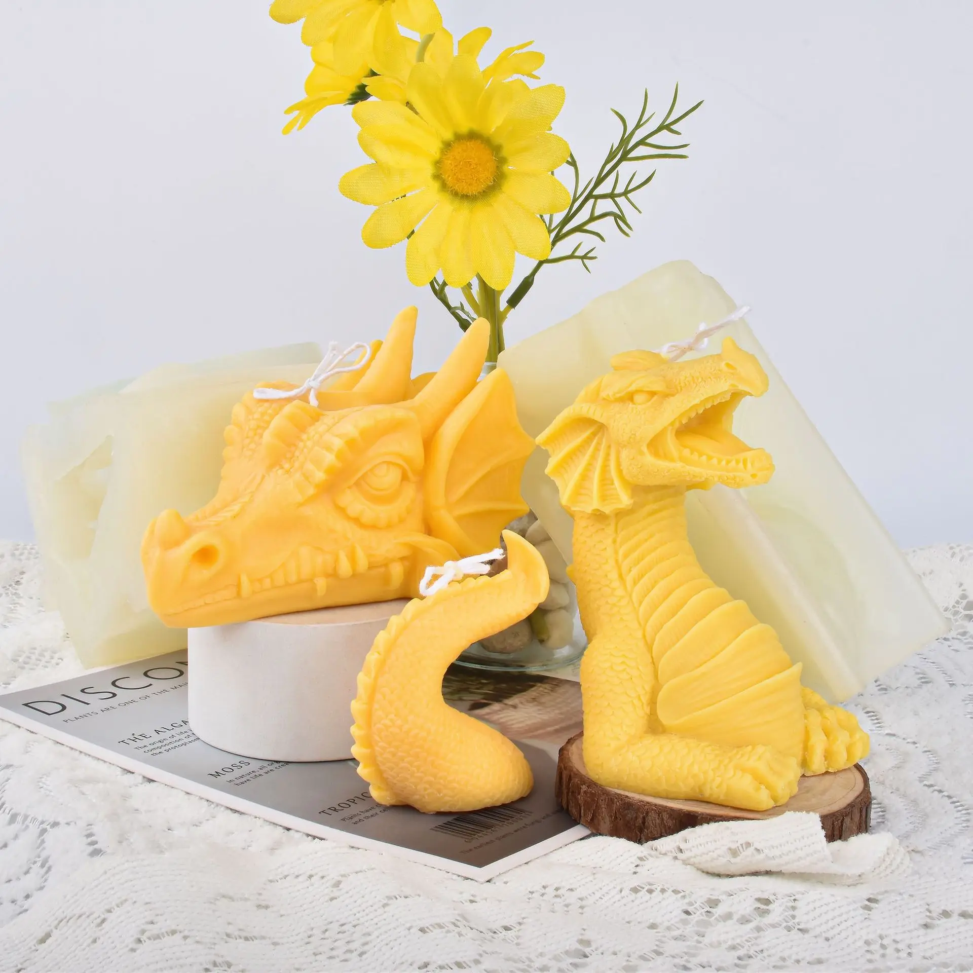 Giant Dragon Head Candle Silicone Mold for Handmade Chocolate Decoration Gypsum Aromatherapy Soap Resin Candle Silicone Mould