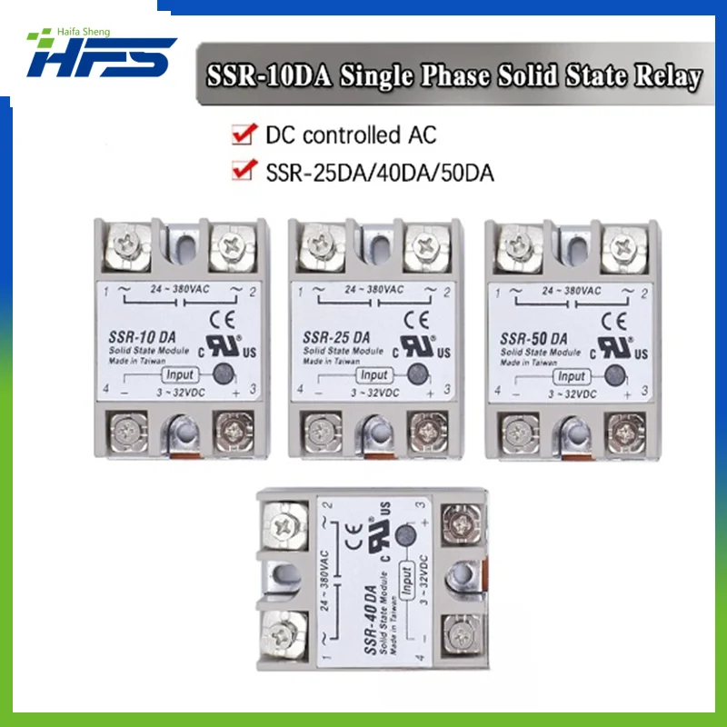 

Solid State Relay SSR-10DA SSR-25DA SSR-40DA 10A 25A 40A Actually 3-32V DC TO 24-380V AC SSR 10DA 25DA 40DA