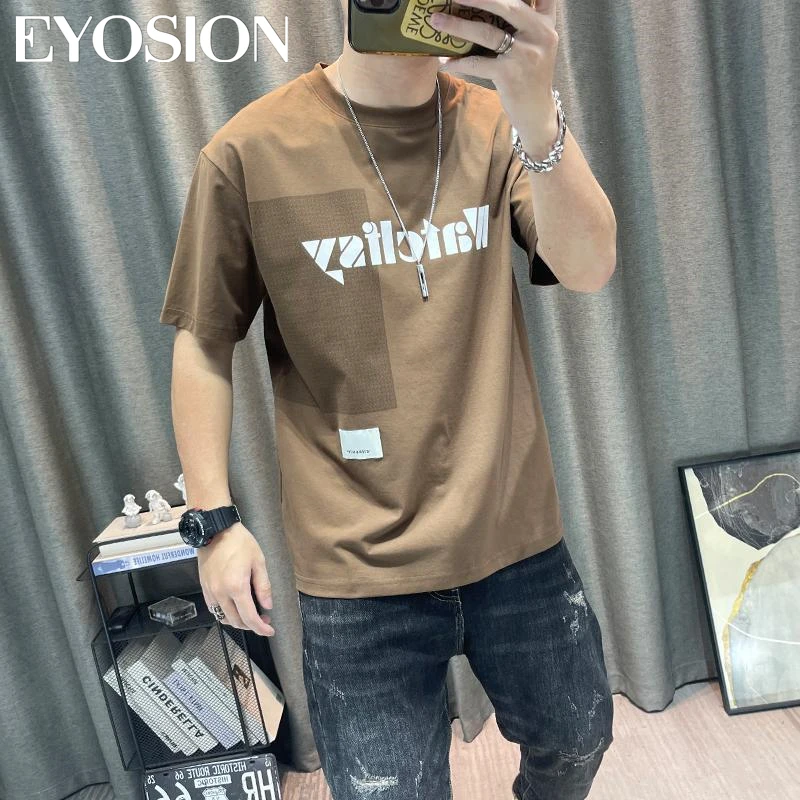 Summer Men\'s T-shirt  New Letter Printing Pure Cotton Short Sleeve Tees Casual Fashion Youth Streetwear Top Plus Size 5XL