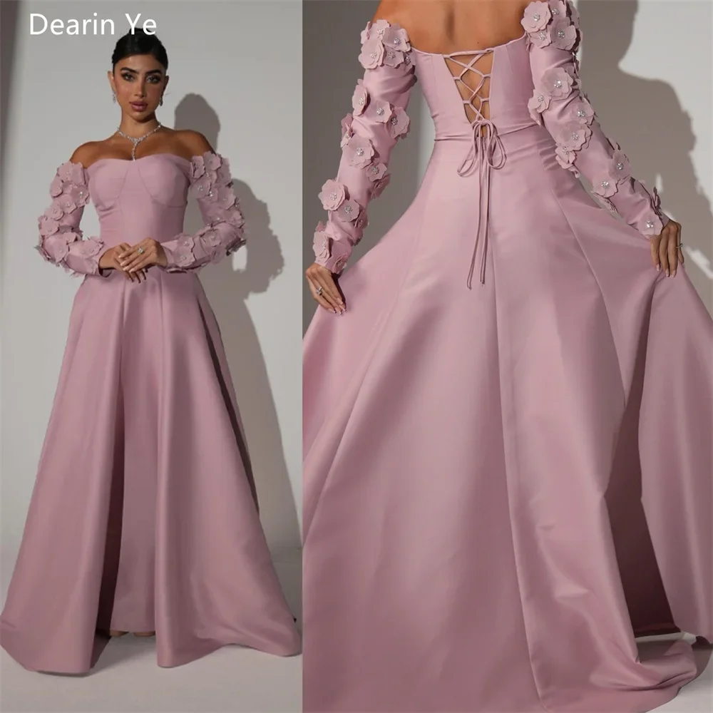 

Customized Saudi Arabia Dearin Off-the-shoulder A-line Floor Length Skirts Draped Applique Flower Bespoke Occasion Dresses Eveni