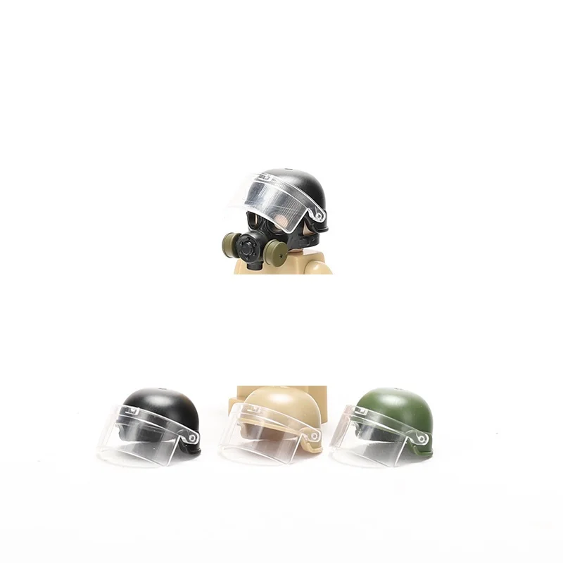 Casque de Police anti-émeute, masque à gaz, figurines de soldats, blocs de construction, Swat, ville, Police, armes militaires, modèle Mini jouets pour enfants