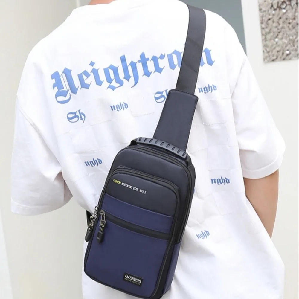 Cool Oxford Cloth Men's Chest Bag Multifunctional Large Capacity Crossbody Bag Sling Bag Korean Style Sports Shoulder Bag Male