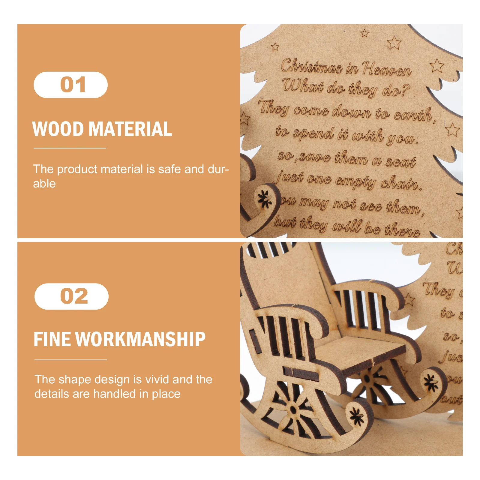 

1pc Wooden Xmas Craft Decor 3D Laser Cut Diy Christmas Wood Small Decor For Home Office Festival Xmas Party Ornament