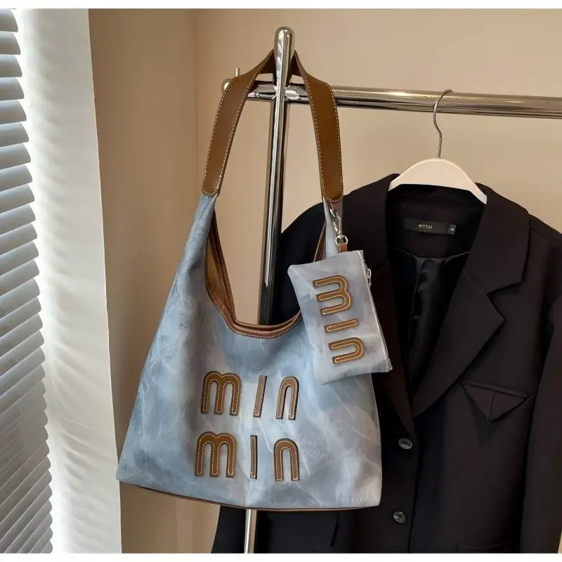 디자이너 스타일 가방 - 2025 신상 - 캐주얼 레트로 대용량 데님 소재 클래식 크로스바디 토트백