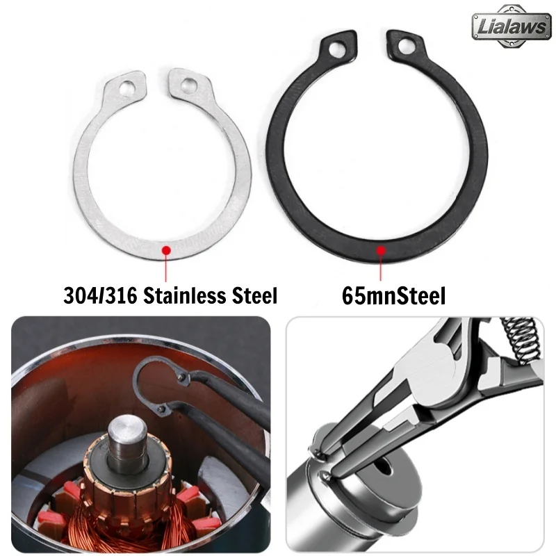 M3-M200 Shaft C type External Circlip Retaining Clip Snap Rings Black Steel/Stainless Steel Bearing Shaft Retaining Ring Gasket