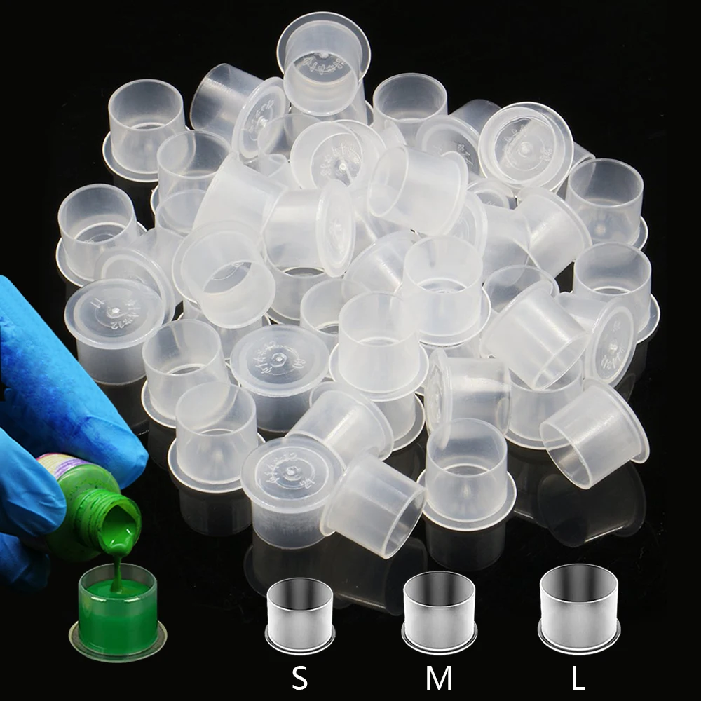 1000 stks Plastic Tattoo Inkt Cups Caps 17mm 14mm 11mm Clear zelfstaande Inkt Caps Tattoo Pigment cups Supply voor inkt