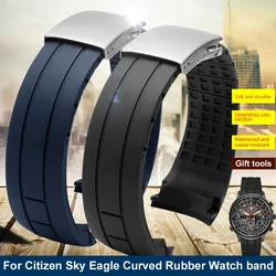 Arc Rubber Watchband for Citizen Sky Eagle Mido M005 Helmsman Waterproof Black Blue Silicone Strap Bracelet with Tools 22mm 23mm