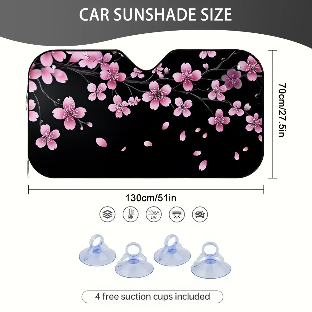1pc Cherry Blossom Branches Car Sun Visor | Perfect Companion For Morning Drives And Late Afternoon Returns, Reduces Dashboard H