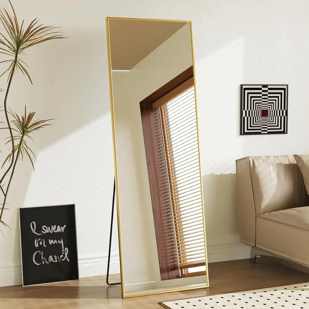 

59x16 Freestanding or Wall-Mounted Tall Mirror with Sleek Alloy Frame for Bedroom or Cloakroom