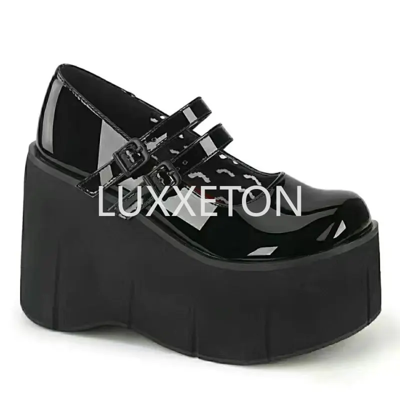 2023 New Platform Wedge High Heels, Sponge Bottom, Slope Heel, Waterproof Platform, Lacquer Leather, Shallow Mouth Women's Shoes