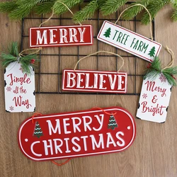 Christmas Iron Signs Christmas Tree Door Wall Hanging Plaques Signs Ornament for New Year Noel Party Holiday Home Decorations