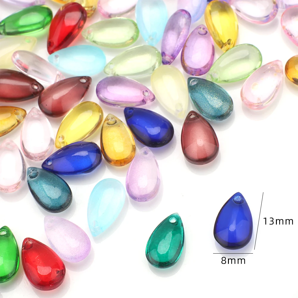 30pcs 8x13mm Water Drop Shape Czech Glass Beads DIY Jewelry Findings Water Drop Glass Loose Beads for Jewelry Making Necklace