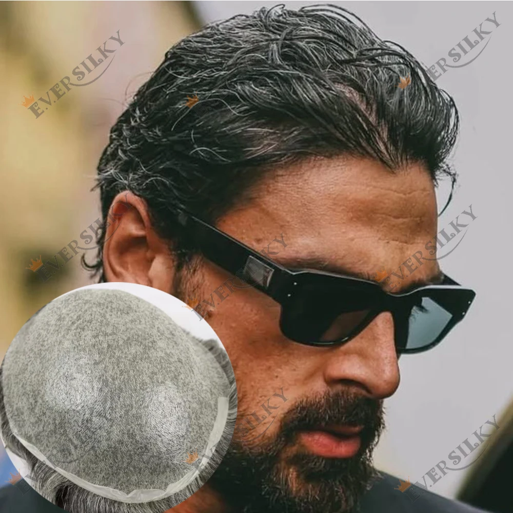 

Мужской супертонкий 0,02 мм реалистичный парик из линий человеческих волос, плотность 80%, невидимый серый 1B80, светло-коричневый # 18. сменных протезов