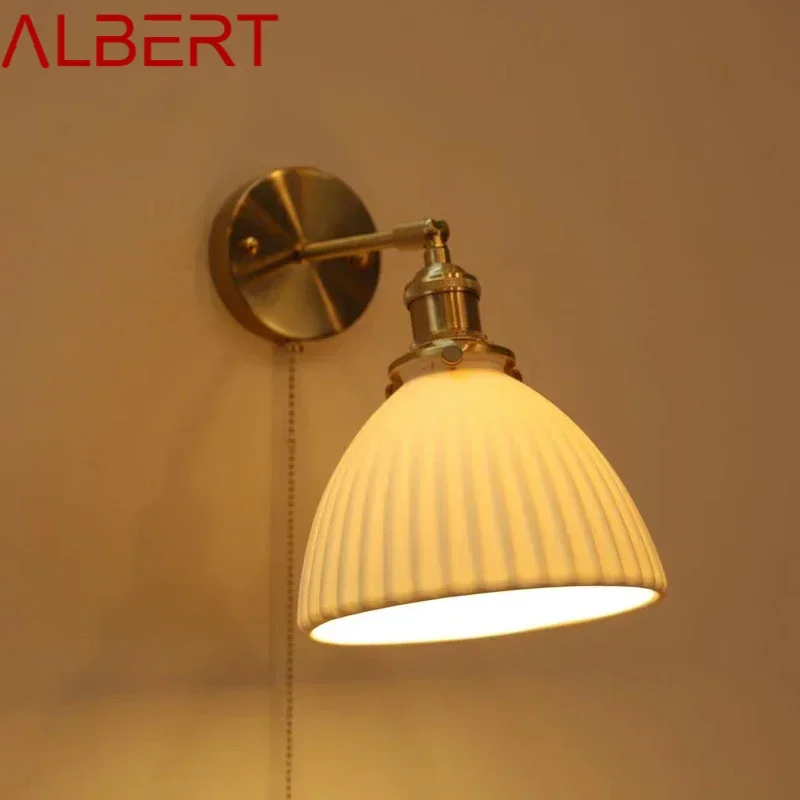 ALBERT Nordic Brass  Wall Lamp Indoor Living Room Bedroom Bedside Lamp Modern Hotel Corridor Hallway Wall Lamp