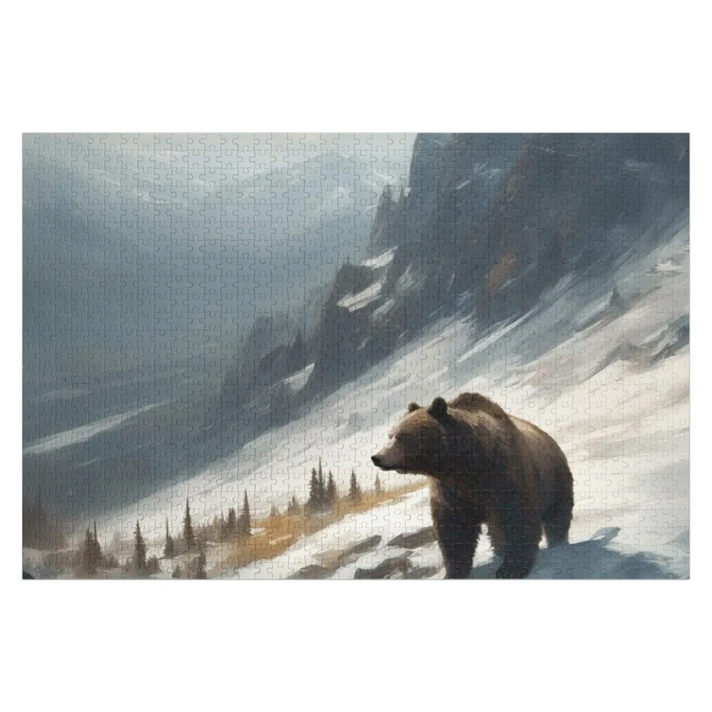 Winter Bear Jigsaw Puzzle Wooden Animal Picture Children Personalized Name Puzzle