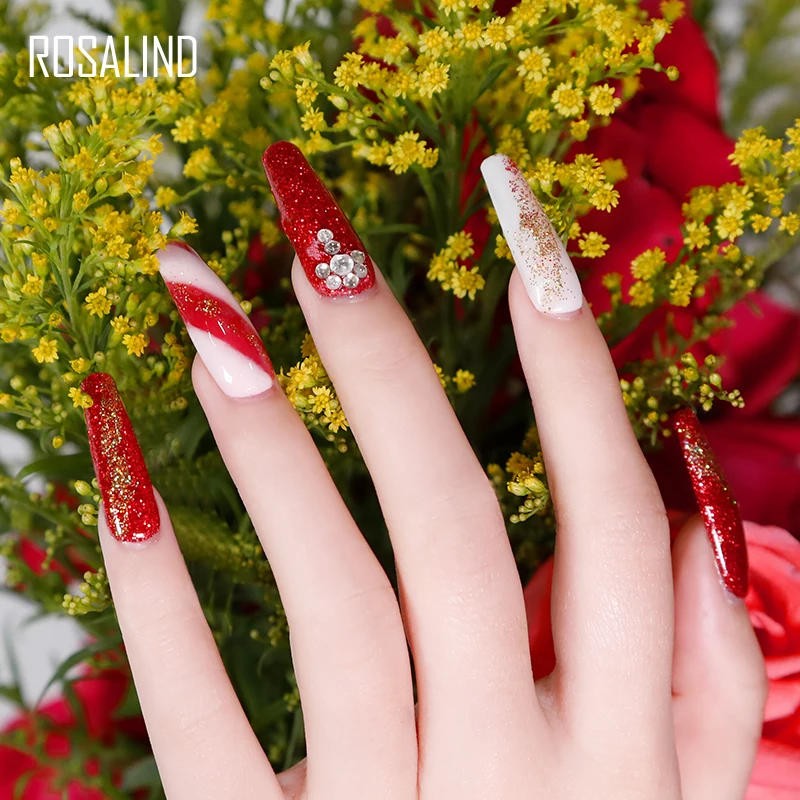 ROSALIND Mini Nail Beauty Gel Smalto per unghie Semi-Permanente Soak off Base UV/LED Curure con Top Coat per Nail Art Design