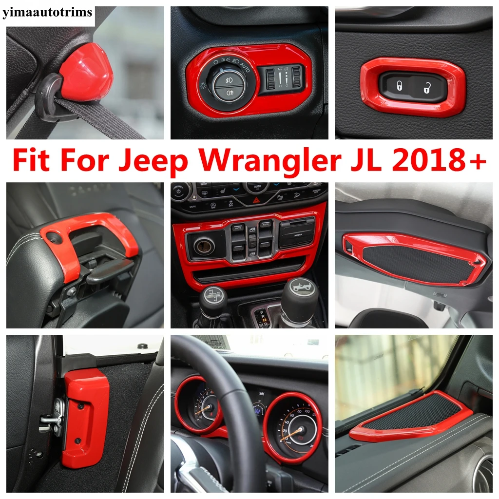 

Pillar A Speaker / Head Light / Armrest Box Button / Dashboard Frame / Central Air AC Knob Cover For Jeep Wrangler JL 2018 -2022