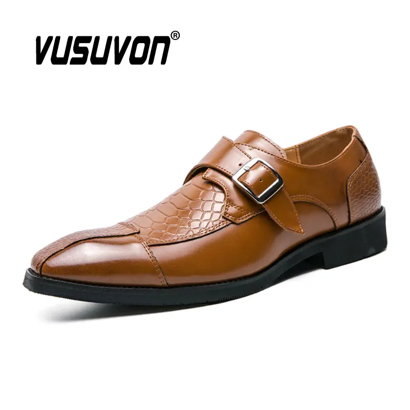 Fashion Men Monk Shoes Dress Hot Sale Formal Casual Wedding Brand Black Leather Big Size 38-48 Work Loafers Flats