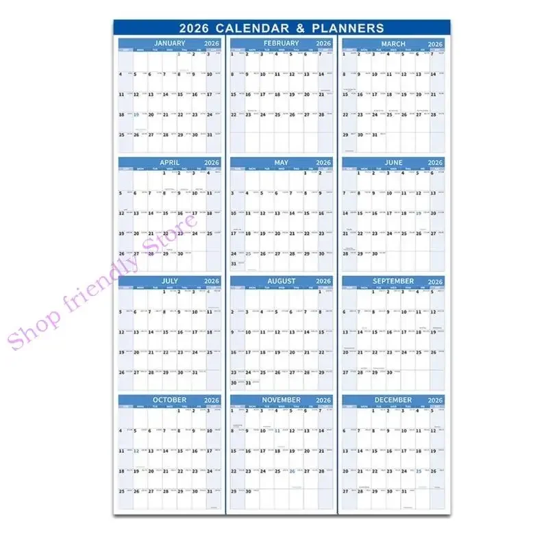 

Настенный календарь на 2026 год с сухим стиранием на 12 месяцев, годовой планировщик для ежедневных целей