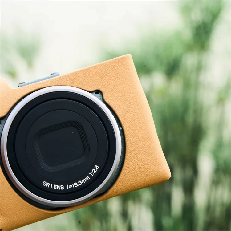 新しい手仕事フォトカメラ本革牛革バッグボディケースリコー GR2 GRII GR1 GRi 保護スリーブボックススキンシェル