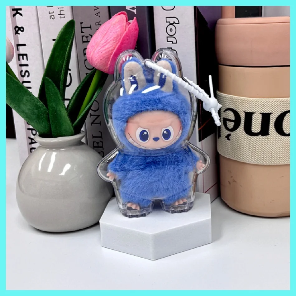 حافظة واقية شفافة جديدة لـ Labubu V4 سلسلة وحوش الفينيل القطيفة غطاء غبار لملحقات الدمية الصغيرة LABUBU