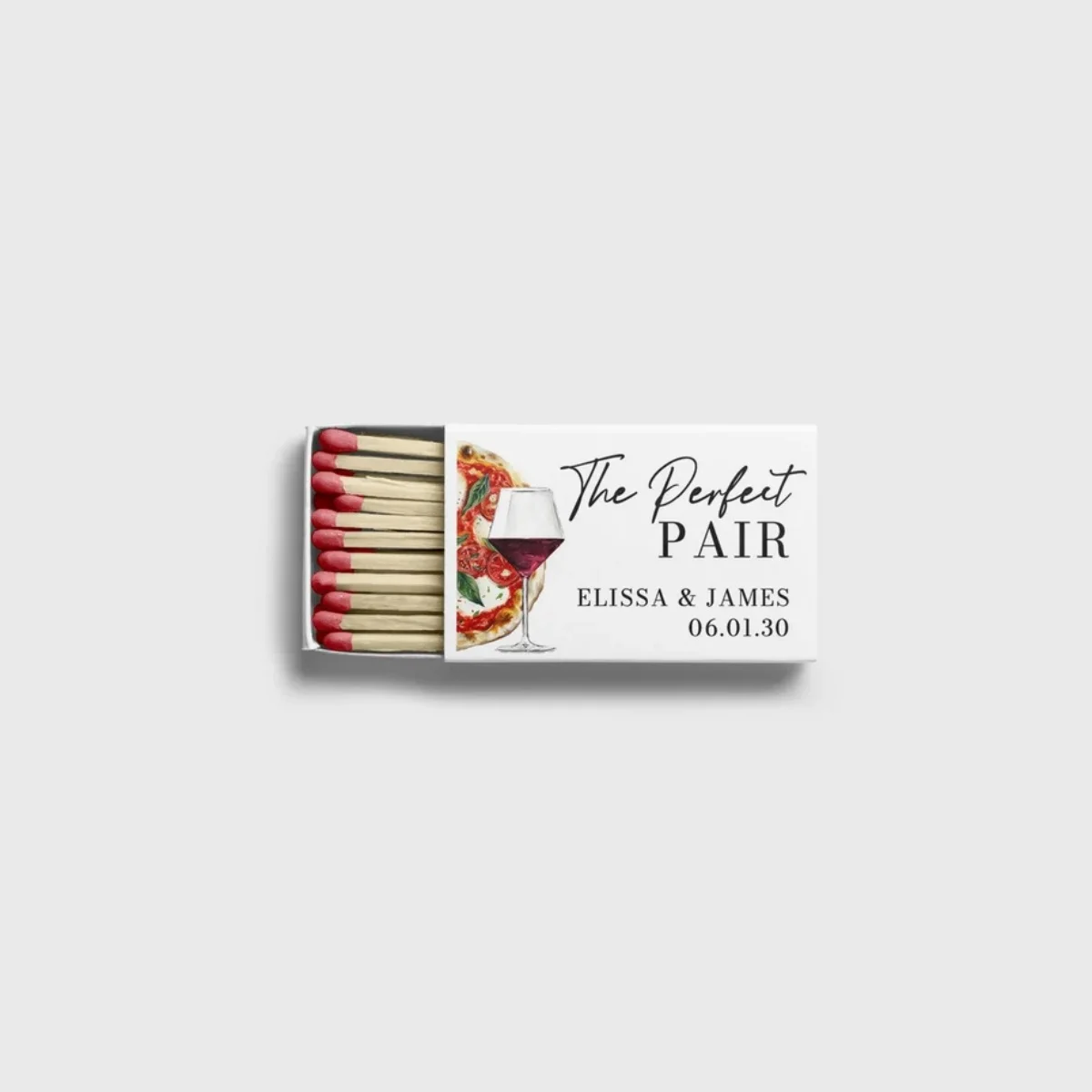 

The Perfect Pair Matchbox Label Template, Printable Wedding Shower Matchbox Sticker Download, Wine Pizza Bridal Shower Matches L