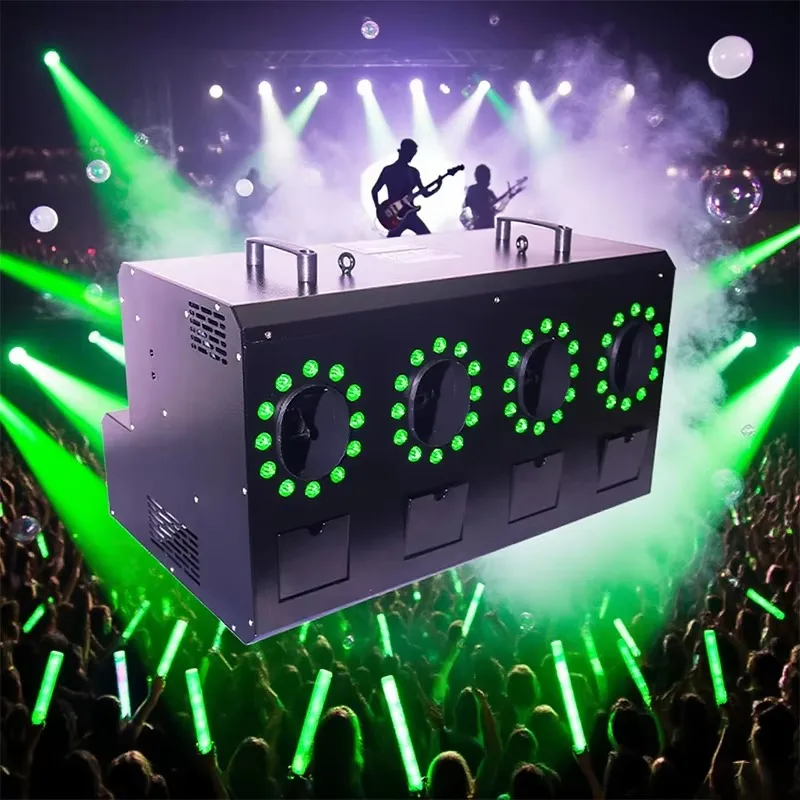 RGBW 4-Wheel 1500W Automatic Bubble Fog Machine Smoke Bubble Machine