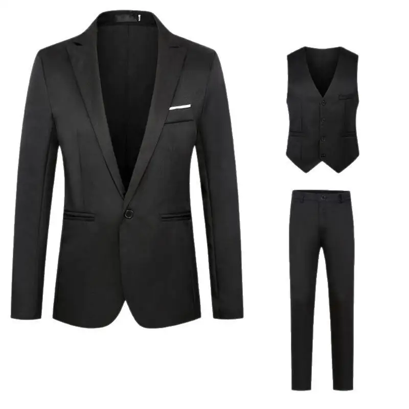 

Men's Three-piece Suit Special Wide Fit No Slits Autumn Season Regular Thickness Notch Collar No Button Casual Occasions