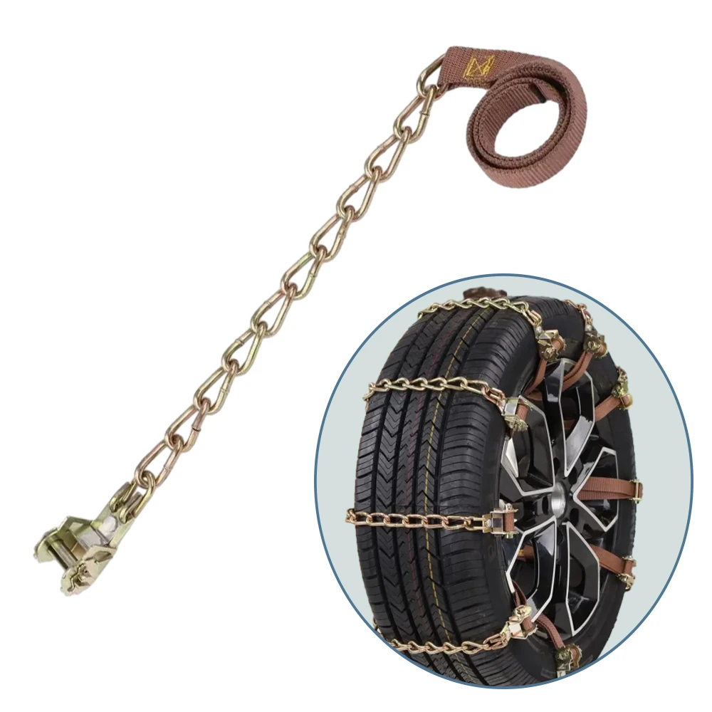 Car Snow Chain Manganese Steel and Nylon Rope Snow Chain 165-265mm Winter Outdoor Snow Tire Emergency Anti-Skid Auto Accessories