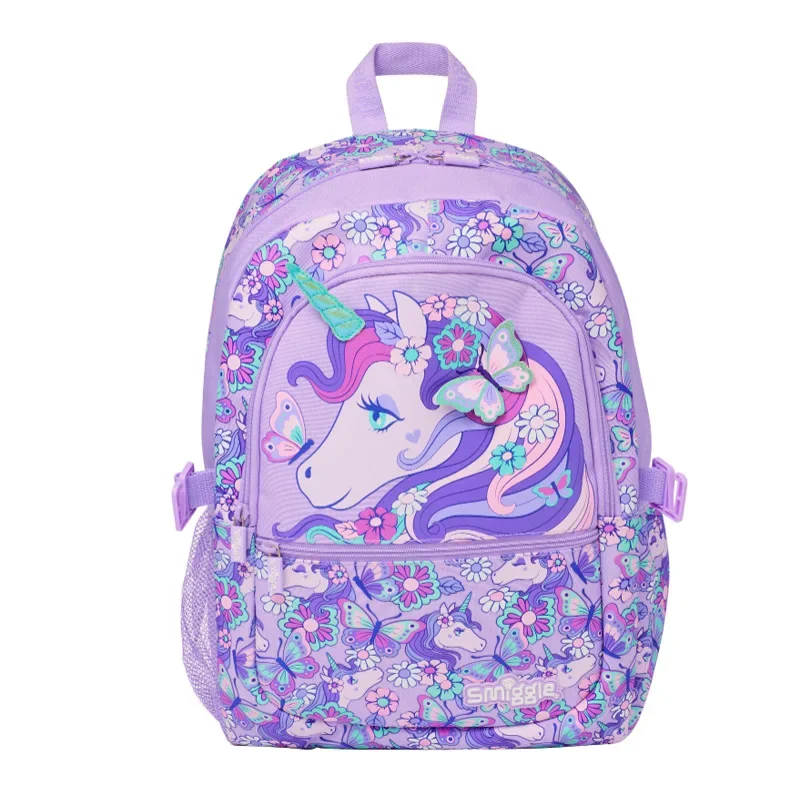 Original Australia Smiggle Children's Schoolbag Girls Backpack Purple School Large Capacity Cute Beautiful Lunch Bag Pen Case