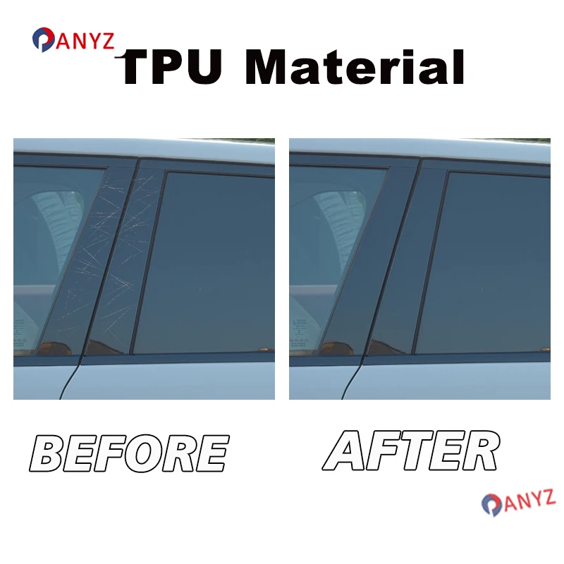 For Ford Mustang Mach-E TPU Transparent Protective Film Exterior Windows BC Center Pillar Trim Strip Car Sticker Car Accessories