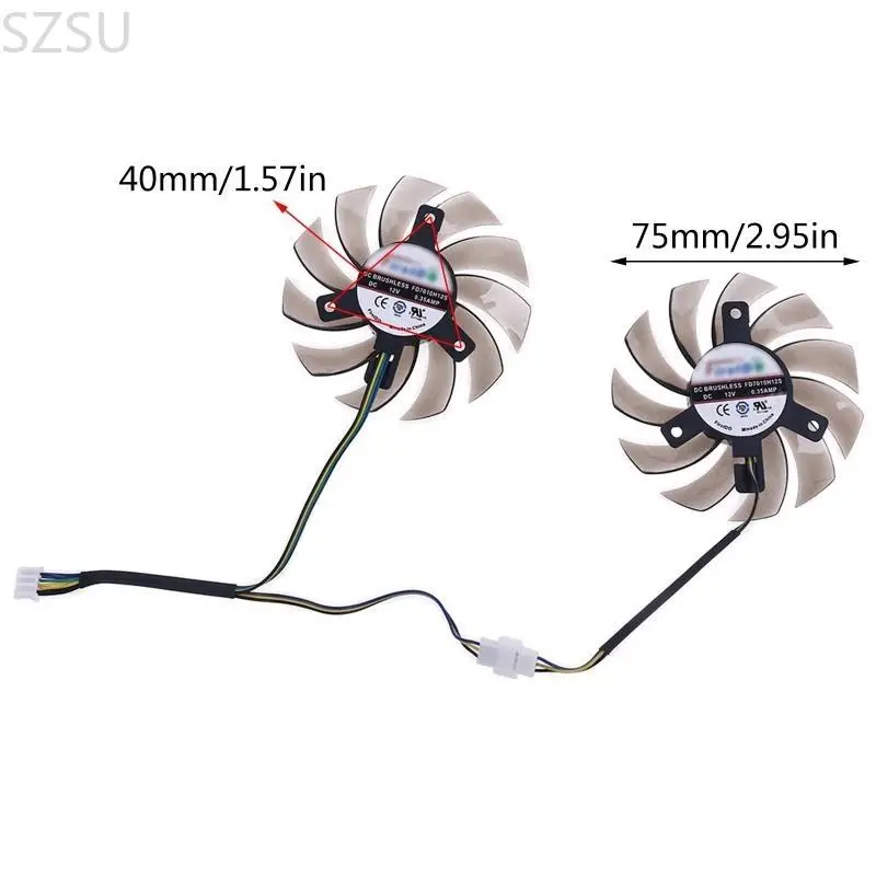 SZSU 1 Pasangan FD7010H12S 75mm 4Pin Penggantian Kipas Cooler untuk MSI R6870 R6790 Grafik Kipas Pendingin Kartu Video