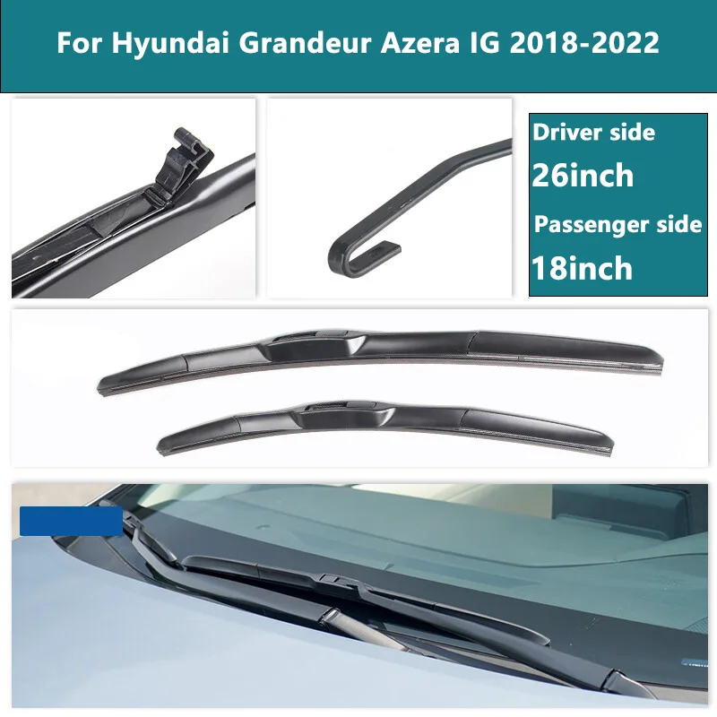 Car Front Windshield Wiper Blades for Hyundai Grandeur Azera IG 2018~2022 Two Rubber Snow Scraping Car Accessories Wiper