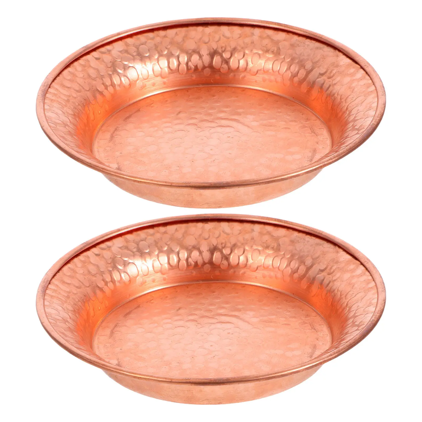 2Pcs Vintage Copper Decorative Bowl Handmade Hammered Patina Copper Jewelry Dish Desk Organizer Fruit Centerpiece
