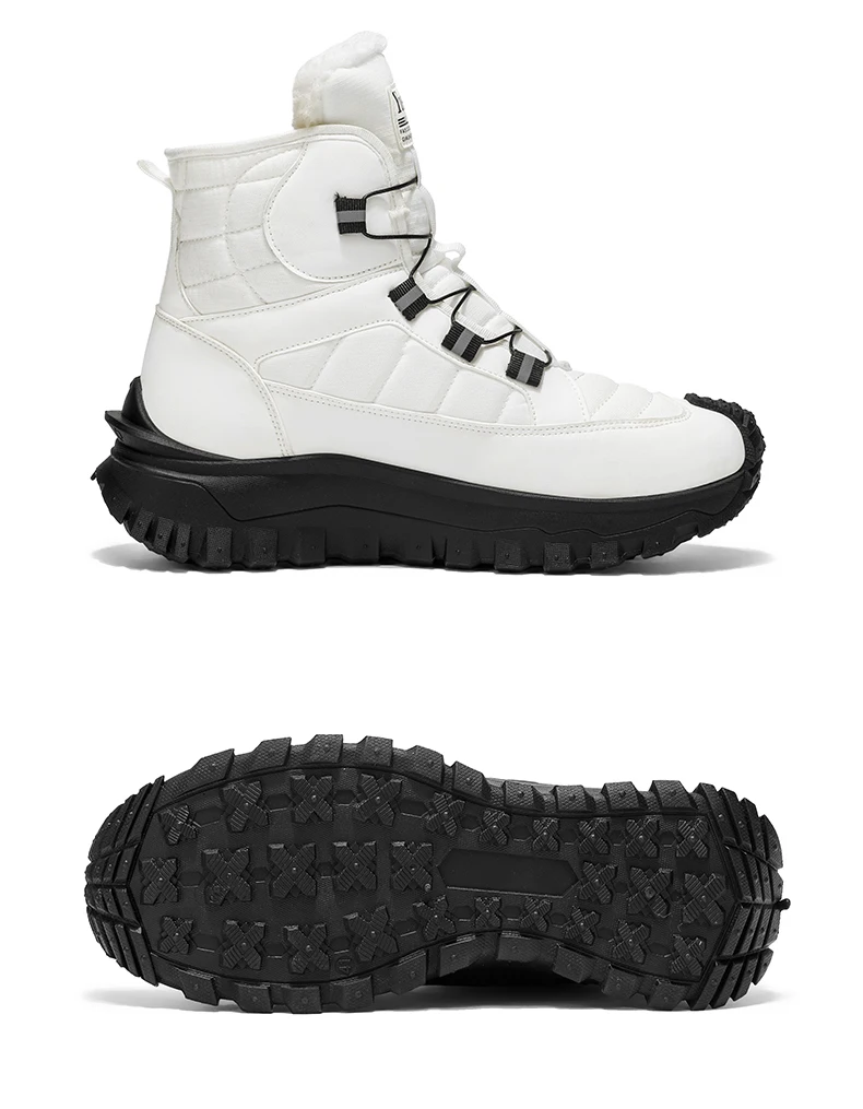 Ein Paar Herren-Wanderstiefel für Herbst und Winter, mit Fleece gefüttert, warm, stilvoll und vielseitig, hohe Schuhe in großen Größen, geeignet für Herbst- und Winteraktivitäten im Freien, Freizeit-Sportbekleidung. – Detail 26