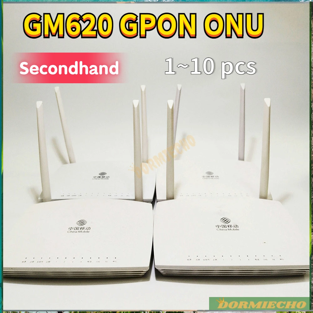 Secondhand 1~10pcs GM620 Dual WIFI ONU English Version AC GPON ONT 1GE+3FE WLAN+2.4G and 5G Optical Router With Power No Box