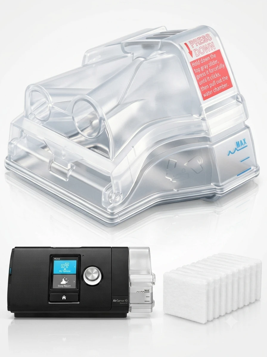 Water Chamber for AirSense 10 & AirCurve 10, Replacement Water Tank with 10 Packs Filters, Reliable Seal & Easy Install S10 CPAP