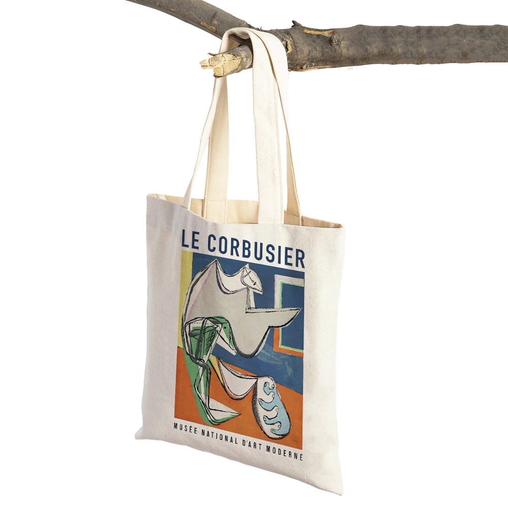 Le Corbusier Line Woman Nude Color Block  Lady Shopping Bag Supermarket Travel Tote Handbag Casual Canvas Women Shopper Bags