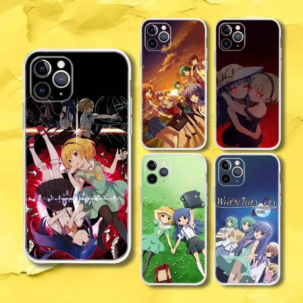 

H-Higurashi When They Cry Phone Case For iPhone 17,16,15,11,12,14,13 Pro Max Plus Mini X,XS,XR,7,16E Air Transparent Cover Funda