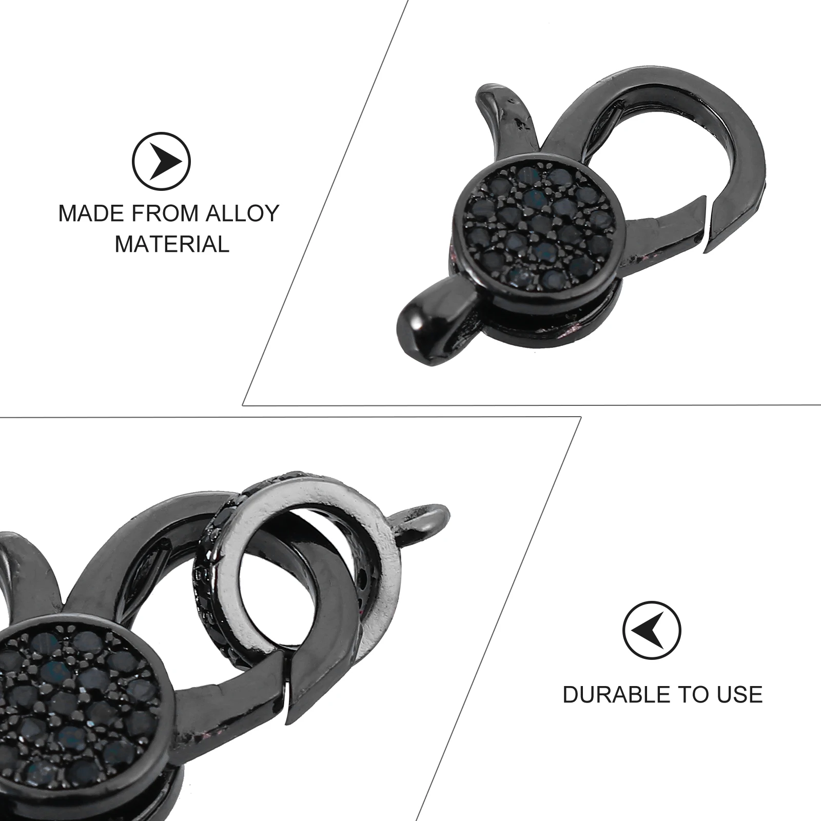 

2Pcs Lobster Claw Clasp Alloy Durable Hold Bracelets Necklaces DIY Accessories Connector Repair Tool Micro Inlaid Setting